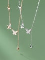 thumb 925 Sterling Silver Cubic Zirconia Butterfly Minimalist Lariat Necklace 0