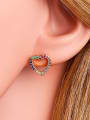 thumb Brass Cubic Zirconia Heart Ethnic Stud Earring 1
