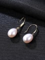 thumb 925 Sterling Silver Freshwater Pearl Multi Color Oval Minimalist Hook Earring 2