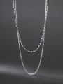 thumb 925 Sterling Silver Bead Round Minimalist Multi Strand Necklace 3