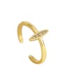 thumb Brass Cubic Zirconia Cross Minimalist Band Ring 0