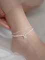 thumb 925 Sterling Silver Freshwater Pearl Geometric Minimalist  Anklet 1