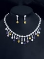 thumb Brass Cubic Zirconia  Luxury Water Drop Earring and Necklace Set 2