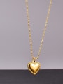 thumb Titanium smooth Heart Minimalist Bead chain necklace 0
