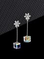 thumb 925 Sterling Silver Austrian Crystal Square Classic Drop Earring 3