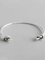 thumb S925 Sterling Silver Personalized Vintage Double Knot one Heart Knot Minimalist Cuff Bangle 0