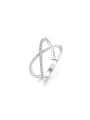 thumb 925 Sterling Silver Cubic Zirconia Cross Minimalist Stackable Ring 0
