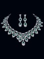 thumb Brass Cubic Zirconia Luxury Water Drop Earring and Necklace Set 0