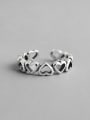 thumb 925 Sterling Silver Hollow Heart Vintage Free Size Ring 0