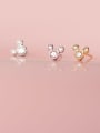 thumb 925 Sterling Silver Cubic Zirconia Mouse Minimalist Stud Earring 1