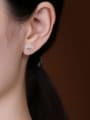 thumb 925 Sterling Silver Jade Round Minimalist Stud Earring 1