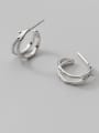 thumb 925 Sterling Silver Irregular Minimalist  Simple hollow double-layer lines Stud Earring 1
