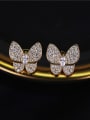thumb Brass Cubic Zirconia Butterfly Dainty Stud Earring 2