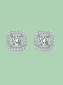 thumb 925 Sterling Silver Cubic Zirconia Square Classic Stud Earring 0