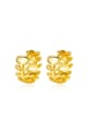 thumb 925 Sterling Silver With Gold Plated Personality Leaf Stud Earrings 0