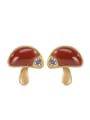 thumb 925 Sterling Silver Carnelian Mushroom Cute Stud Earring 3