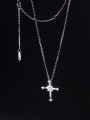 thumb 925 Sterling Silver Cubic Zirconia Cross Minimalist Necklace 2