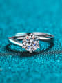thumb Sterling Silver Moissanite Round Dainty Solitaire Engagement Rings 2