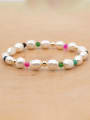 thumb Stainless steel Freshwater Pearl Multi Color Round Bohemia Stretch Bracelet 1