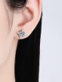 thumb 925 Sterling Silver Moissanite Flower Classic Stud Earring 1