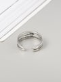 thumb 925 Sterling Silver Geometric Vintage Simple two lines Stackable Ring 3