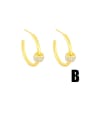 thumb Brass Cubic Zirconia Geometric Vintage Hoop Earring 3