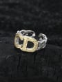 thumb 925 Sterling Silver Letter Vintage Tang grass pattern CD Band Ring 3