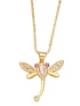 thumb Brass Cubic Zirconia Vintage Dragonfly  Pendant Necklace 3