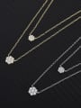 thumb 925 Sterling Silver Cubic Zirconia Flower Minimalist Multi Strand Necklace 3