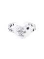 thumb 925 Sterling Silver Heart  Leather Vintage Band Ring 0