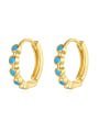 thumb Brass Turquoise Geometric Minimalist Huggie Earring 0