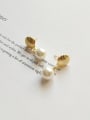 thumb 925 Sterling Silver Imitation Pearl White Round Minimalist Drop Earring 0