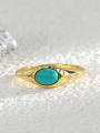 thumb Brass Turquoise Geometric Vintage Band Ring 2