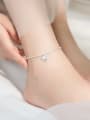 thumb 925 Sterling Silver Heart  Vintage  Bead Chain Anklet 1