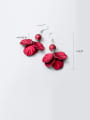thumb 925 Sterling Silver Red Enamel Flower Trend Hook Earring 3