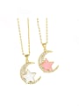 thumb Brass Shell Star Vintage Moon Pendant Necklace 0