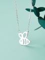 thumb 925 Sterling Silver Minimalist hollow bee pendant Necklace 0