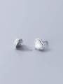 thumb 925 Sterling Silver Cats Eye Heart Minimalist Stud Earring 1