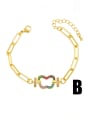 thumb Brass Cubic Zirconia Heart Vintage Hollow Chain  Bracelet 1