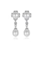 thumb 925 Sterling Silver Freshwater Pearl White Flower Trend Drop Earring 0