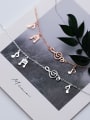 thumb 925 Sterling Silver  Minimalist  Musical notes with diamonds Link Bracelet 2