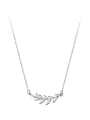 thumb 925 Sterling Silver Cubic Zirconia Leaf Minimalist Necklace 4