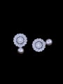 thumb Brass Cubic Zirconia Geometric Luxury Cluster Earring 0