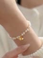 thumb 925 Sterling Silver Imitation Pearl Flower Minimalist Handmade Beaded Bracelet 1