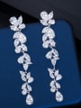 thumb Brass Cubic Zirconia Flower Luxury Drop Earring 1