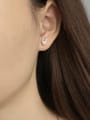 thumb 925 Sterling Silver Imitation Pearl Antler  Minimalist Stud Earring 1