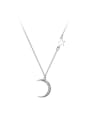 thumb 925 Sterling Silver Cubic Zirconia Moon Minimalist Necklace 0