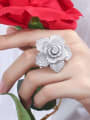 thumb Brass Cubic Zirconia Flower Luxury Statement Ring 1