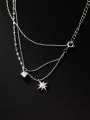 thumb 925 Sterling Silver Cubic Zirconia Star Minimalist Multi Strand Necklace 3