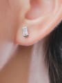 thumb 925 Sterling Silver Cubic Zirconia Rectangle Minimalist Stud Earring 1